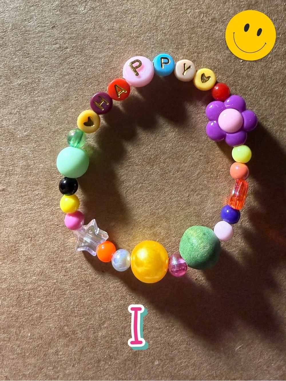 HAPPY Beaded Stretch Bracelets for Tweens, Teens, and Young Adults
